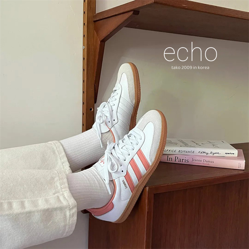 Echo鞋類- Adidas Originals Samba OG 復古鞋 女鞋 蜜桃粉橘 白粉 麂皮 IG5932