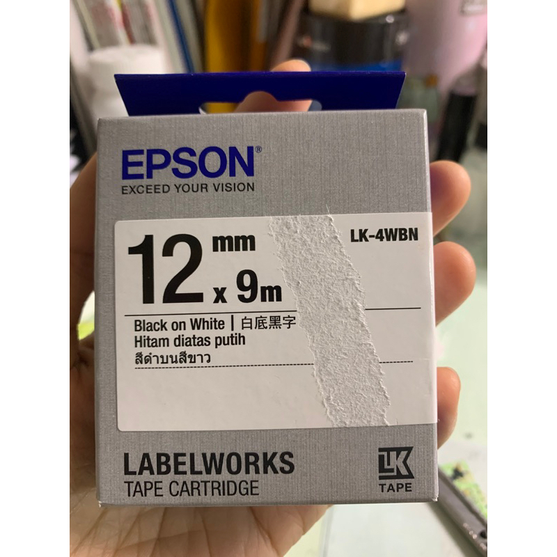 公司貨原廠 EPSON 標籤帶 白底黑字/12mm（LK-4WBN）(如商品描述）