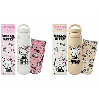 三麗鷗系列 Hello Kitty凱蒂貓 手提 保溫瓶 附杯套 450ml