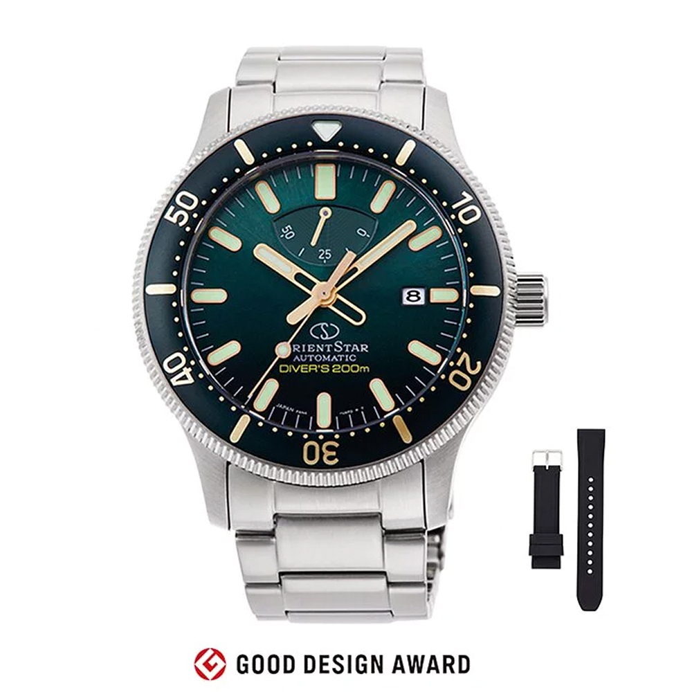 ∣聊聊可議∣ORIENT STAR 東方之星 Divers系列 200米潛水機械錶 套錶-銀x綠 RE-AU0307E