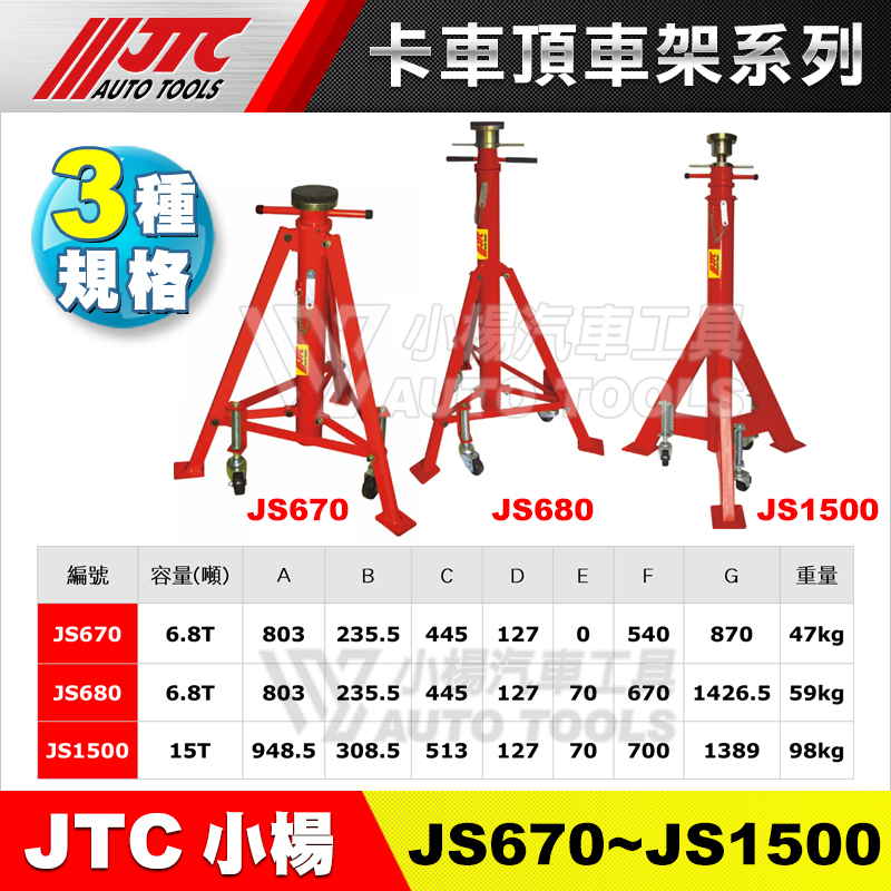 【小楊汽車工具】JTC JS670/JS680/JS1500 卡車頂車架 6.8噸 15噸 卡車 頂車架 三角架 安全架