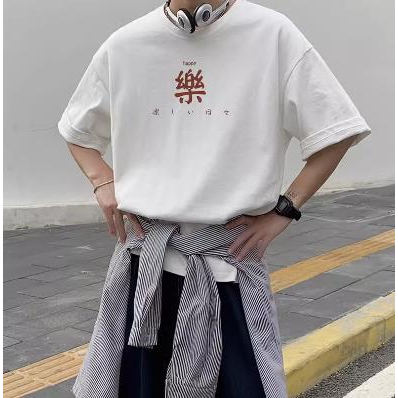 短袖t恤男冰絲夏季潮流美式高街重磅上衣潮牌寬鬆百搭港風衣服男