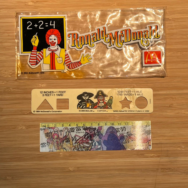 1984早期麥當勞玩具文具組pvc鉛筆袋 魔術尺 台灣製 中古二手品
