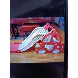可愛汽車造型溜滑梯+籃球框（紅）