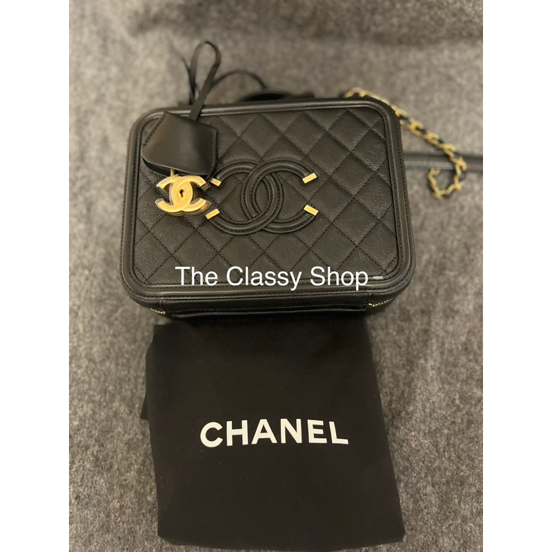 Chanel Vanity case bag 21cm 黑色荔枝紋包
