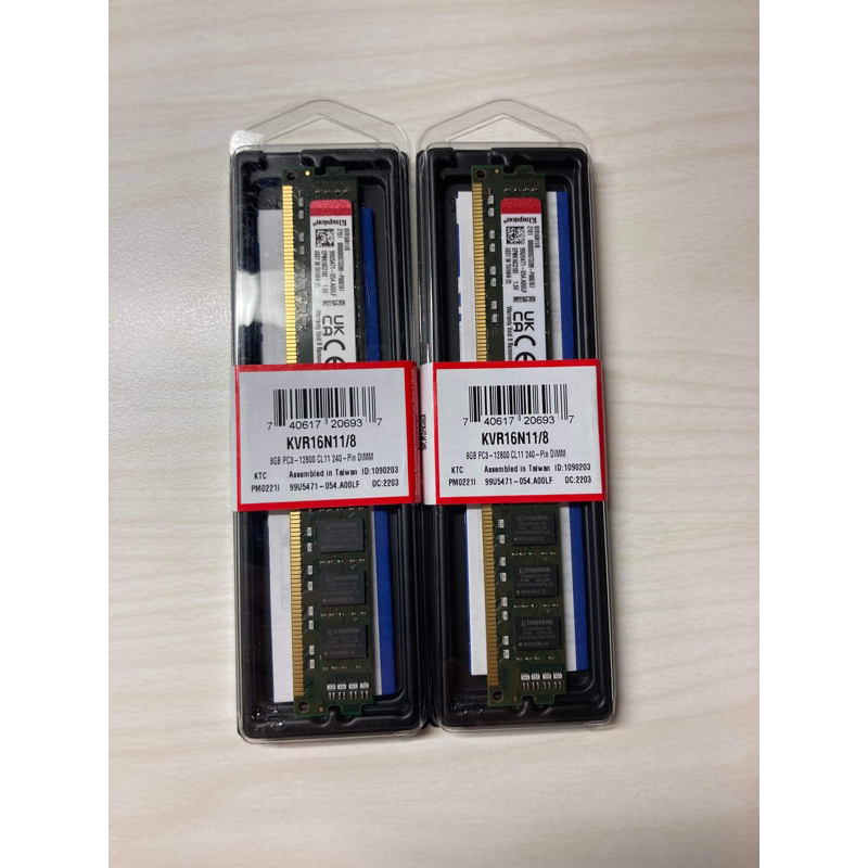 全新盒裝 / Kingston 8GB DDR3 1600桌上型記憶體*2