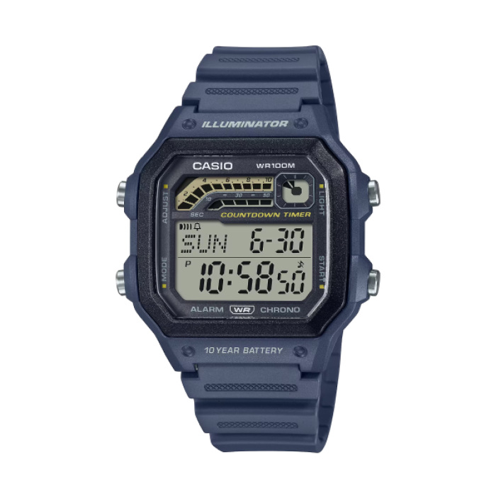 【CASIO 卡西歐】經典方形運動電子腕錶-藏青藍/WS-1600H-2AV/台灣總代理公司貨享一年保固