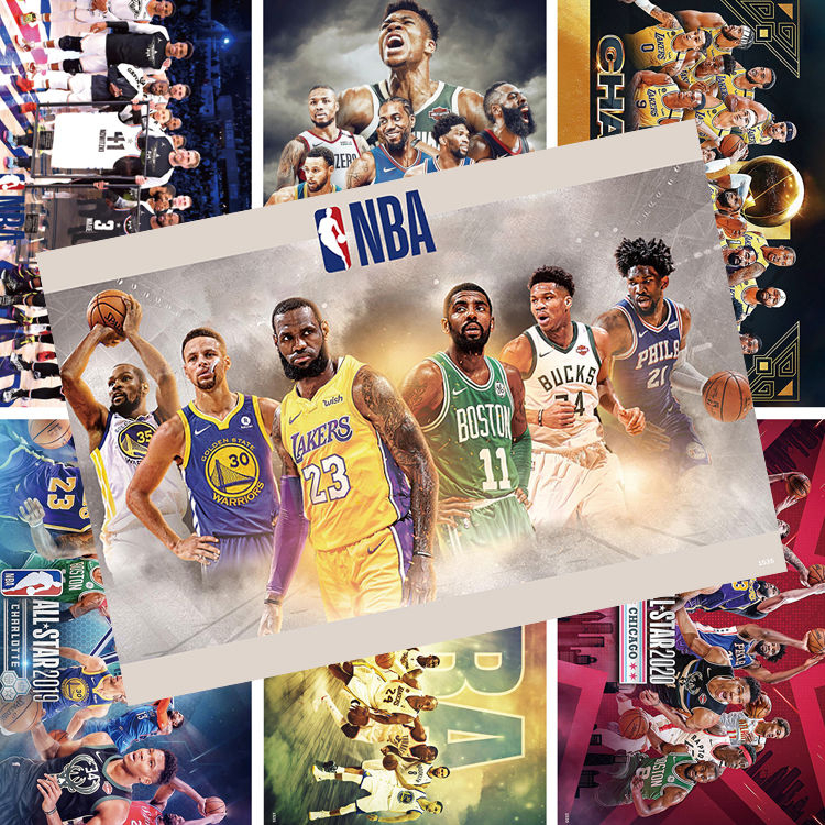 NBA海報 全明星 Kobe Curry Owen周邊 房間墻貼 貼紙 壁紙 周邊 臥室超大高清簽名墻紙 海報籃球明星