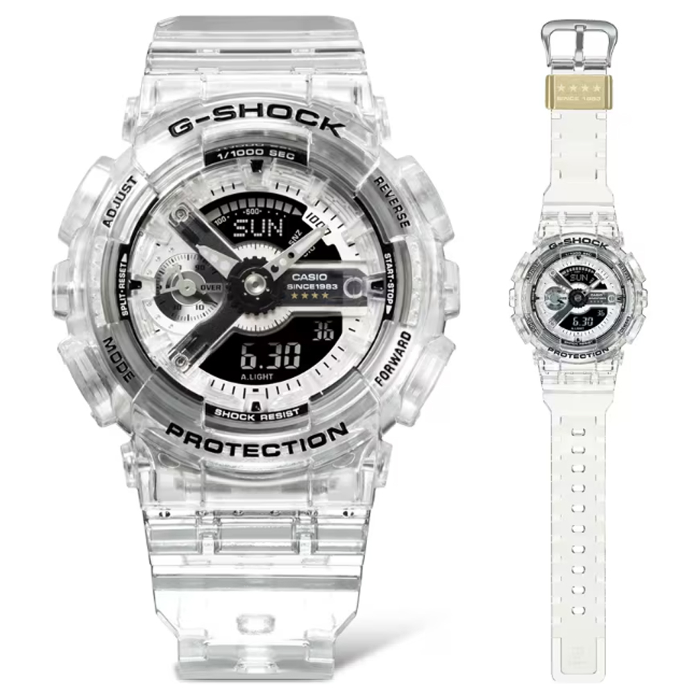 CASIO 卡西歐 G-SHOCK 40周年Clear Remix 透明錶殼按鈕小圓雙顯錶(GMA-S114RX-7A)