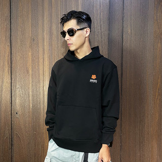 美國百分百【全新真品】KENZO 高田賢三 連帽上衣 棉質 刷毛 帽T 長袖 上衣 小logo 黑色 CH57