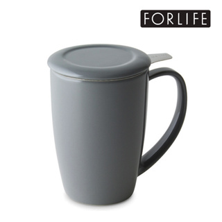 【FORLIFE總代理】美國品牌茶具 - 圓滑/ 濾網泡茶杯組443ml-灰