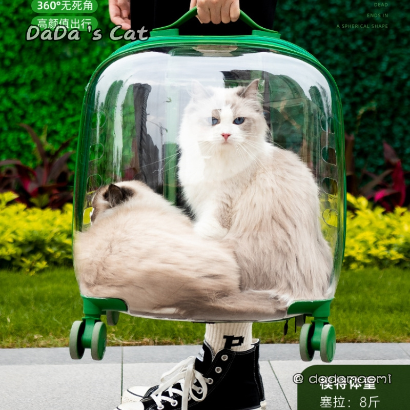貓包外出便攜拉桿箱   太空艙狗狗寵物背包   貓箱大容量    透明貓咪行李箱