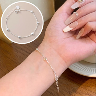 現貨｜LINGLING流行純銀飾品❤️925純銀間隔光面愛心純銀手鍊 愛心手鍊 銀手鏈 銀飾 韓國東大門