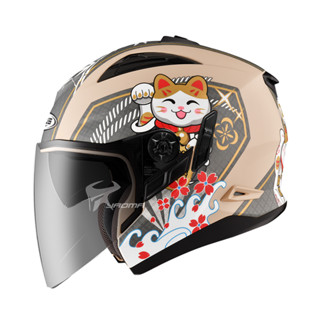 【ZEUS】安全帽 ZS-613B AJ42 招財貓 消光奶茶灰 內建墨鏡 內鏡 613B 插扣｜耀瑪騎士