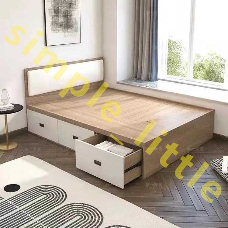 簡約小戶型儲物床 單人高箱收納床板式抽屜雙人床 省空間家具 標準雙人抽屜+掀床 不含床頭 簡約小戶型儲物床 雙人收納床組