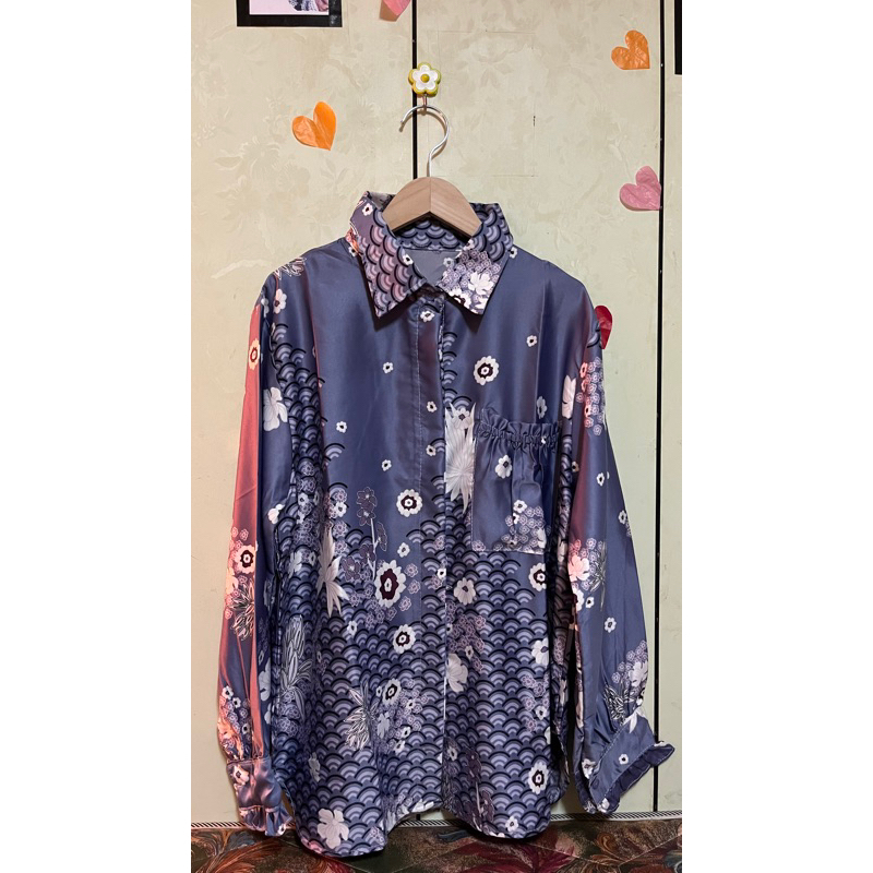 siap kirim KEMEJA WANITA BAJU ATASAN BATIK SILK OVERSIZE