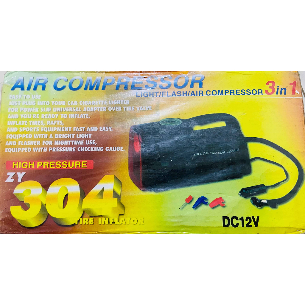 車用3合一打氣機 (DC12V) ZY304 打氣機 空壓機 AIR COMPRESSOR 3in1