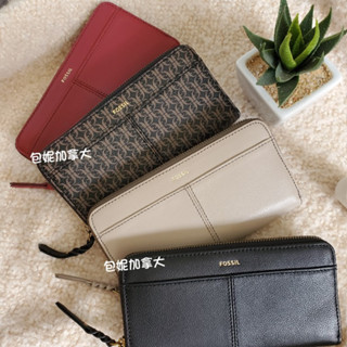 🌷【FOSSIL】 現貨 編織拉鍊造型 真皮手拿包 真皮長夾 牛皮長夾 送禮 生日禮 <<包妮加拿大>