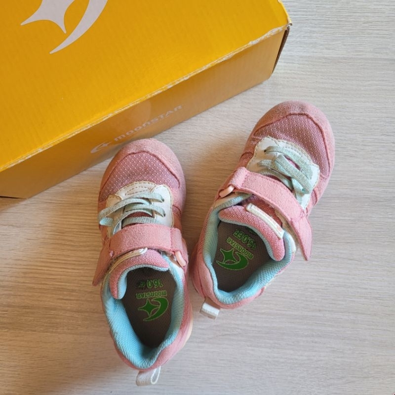 *粗穿價*二手嬰幼童鞋16cm//日本【Moonstar月星】粉色輕量運動鞋