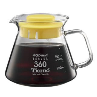 【TIAMO】耐熱玻璃咖啡花茶壺 通過SGS檢測/HG2296Y(360cc/黃)|Tiamo品牌旗艦館