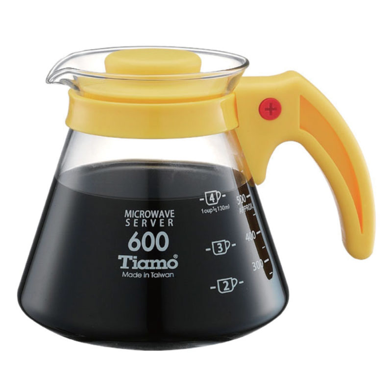 【TIAMO】耐熱玻璃咖啡壺 通過SGS檢測/HG2295Y(600cc/黃)|Tiamo品牌旗艦館