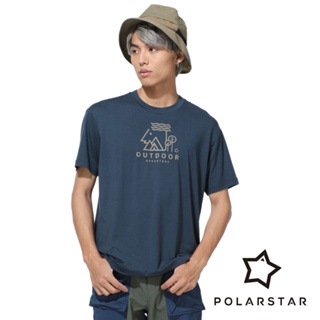 【PolarStar】男吸排休閒印花圓領衣『寶藍』P23803 戶外 登山 健行 露營 休閒 吸濕排汗 短袖 上衣