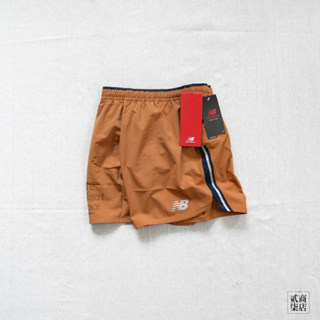 貳柒商店) New Balance Shorts 男款 棕色 短褲 防風 慢跑 運動 內裡 5吋 AMS21278TOB