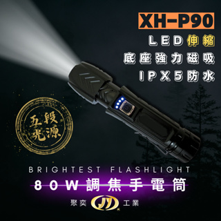 鉅玉經典｜滿額免運 手電筒 強光 USB充電 磁吸 照明燈 探照燈 LED 露營 P90 JY聚奕 HK-G772