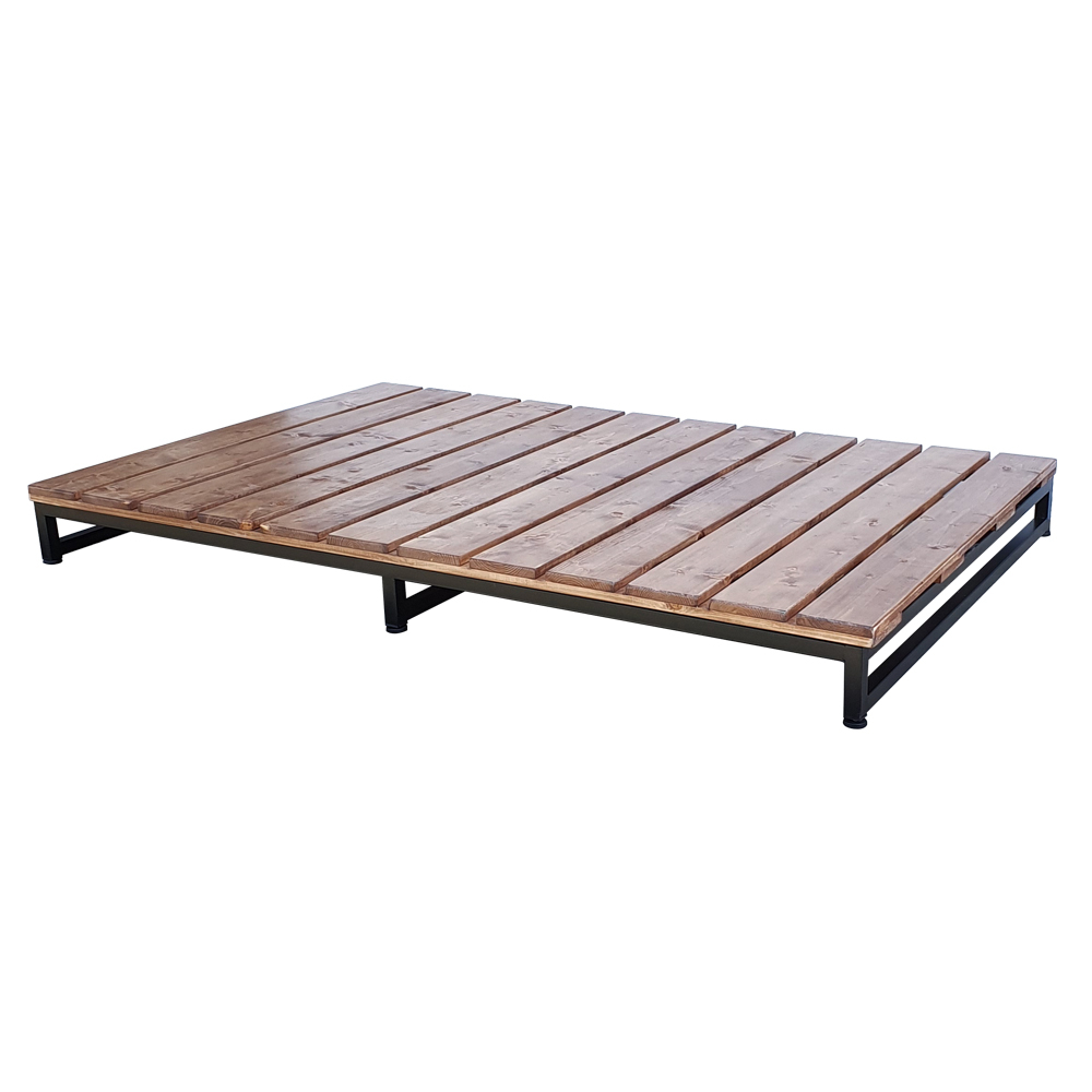 訂製品 LOFT 工業風 鐵腳+實木 鐵木棧板床架 單人加大 CUA-027