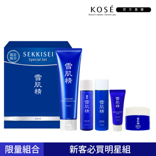 KOSE 高絲 雪肌精 淨透洗顏霜新客組(洗顏霜130g+雪肌精&乳液45ml+凝露20g+黑面膜25g)