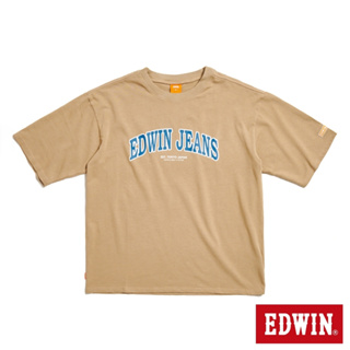 EDWIN 男款 橘標 大寬版拱型LOGO短袖T恤(淺卡其)
