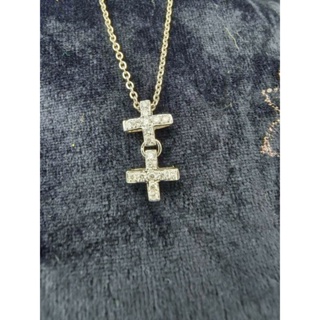 設計師款 時尚十字架造型  南非天然鑽石項鍊(白K金)