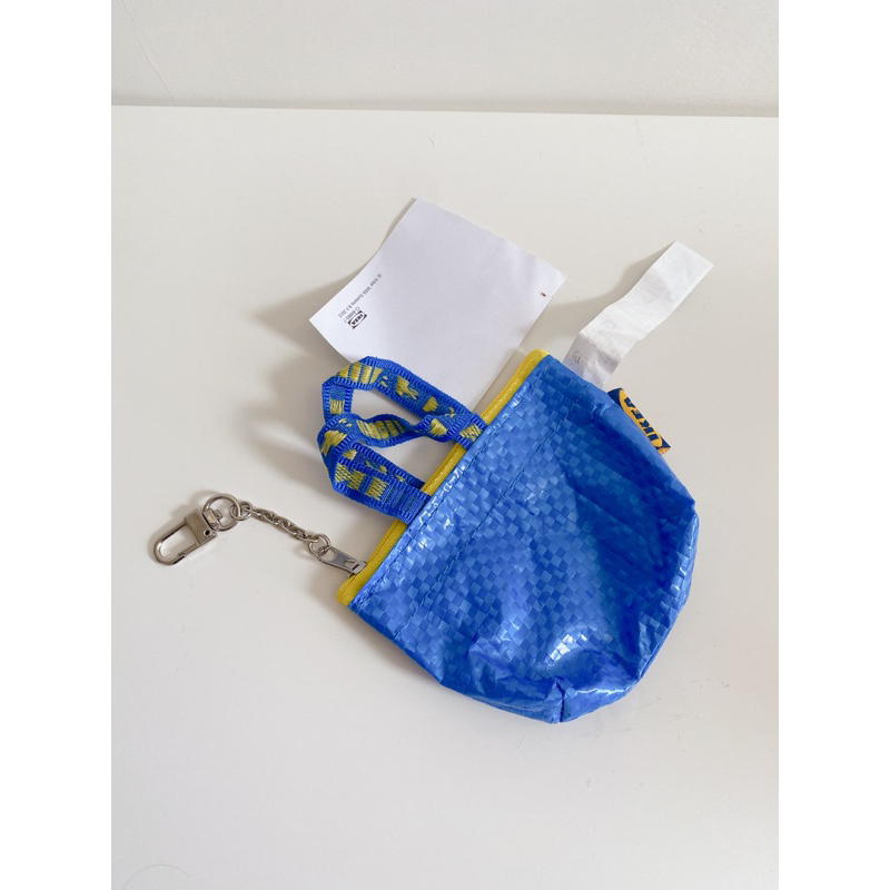 全新 宜家家俱 IKEA迷你藍色購物袋信用卡包零錢包鑰匙圈 有吊牌