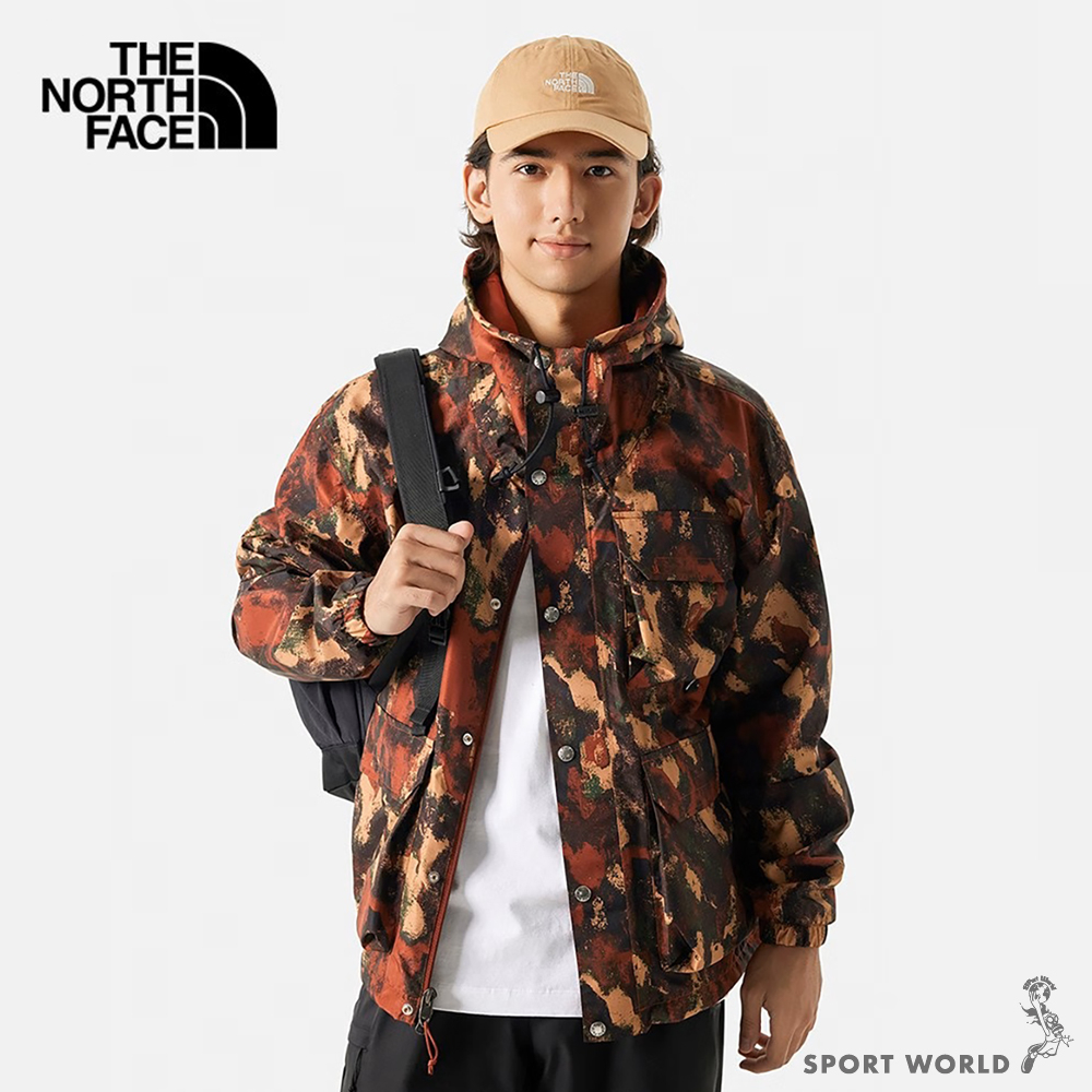 The North Face 北臉 男裝 連帽外套 衝鋒衣 防風 防水 迷彩 棕【運動世界】NF0A7W7FOMK