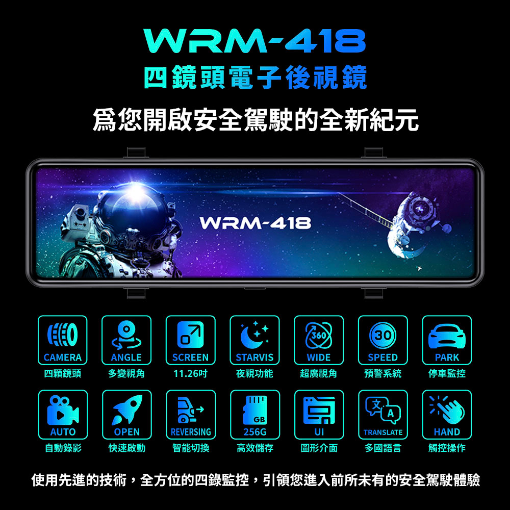 四錄電子後視鏡 WRM - 418