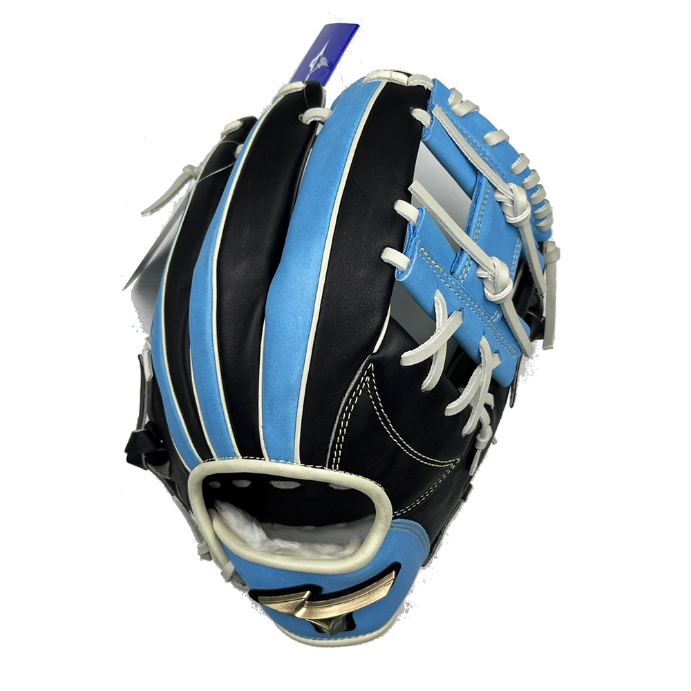 【超取免運】MIZUNO GE 矽膠標 11.5吋棒球手套內野工字檔黑X水藍(1AJGR29403)