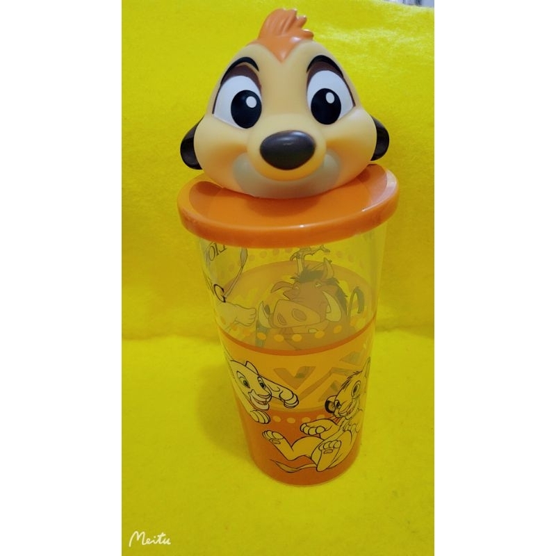 獅子王狐獴公仔造型吸管杯 冷水杯 飲料杯，附吸管出售！