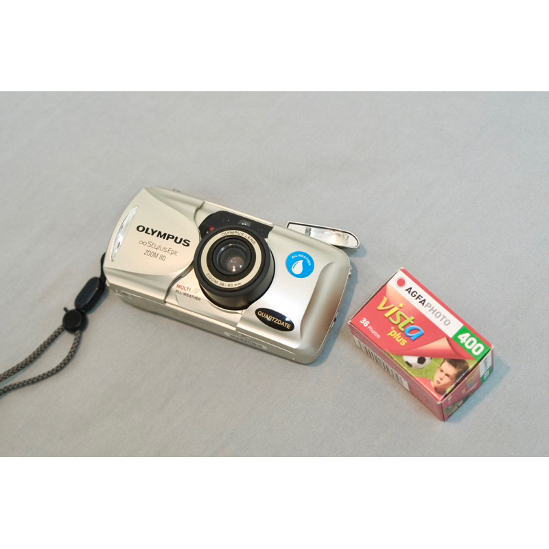 OLYMPUS MJU II ZOOM 80 底片相機 ZOOM 80 喵兔 變焦 香檳金  過期底片、原廠皮套、背帶