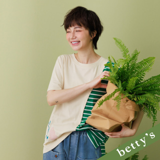 betty’s貝蒂思(21)撞色拼接條紋上衣(綠色)