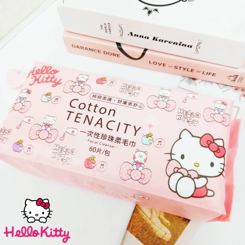 一次性珍珠柔毛巾 60片-凱蒂貓 HELLO KITTY 三麗鷗 Sanrio 正版授權