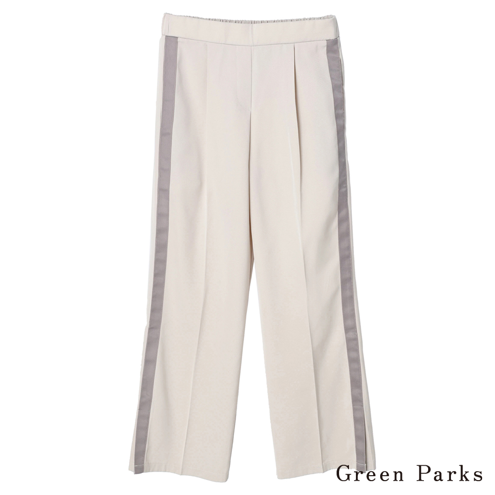 Green Parks 側配色線條設計後鬆緊直筒寬褲(6A23L0F1400)
