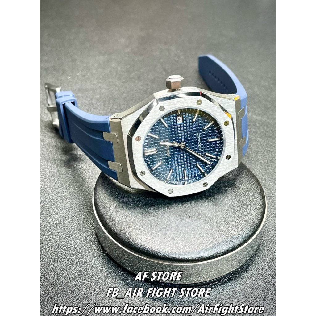 AF Store* SEIKO MOD NH35 改裝 AP 皇家橡樹 像膠錶帶 針扣 格紋面盤 彩鈦處理