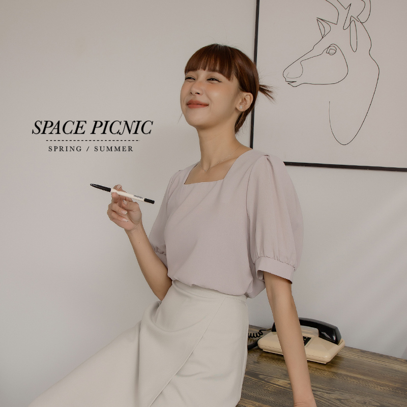 Space Picnic｜方領雪紡上衣-3色【C23031009】