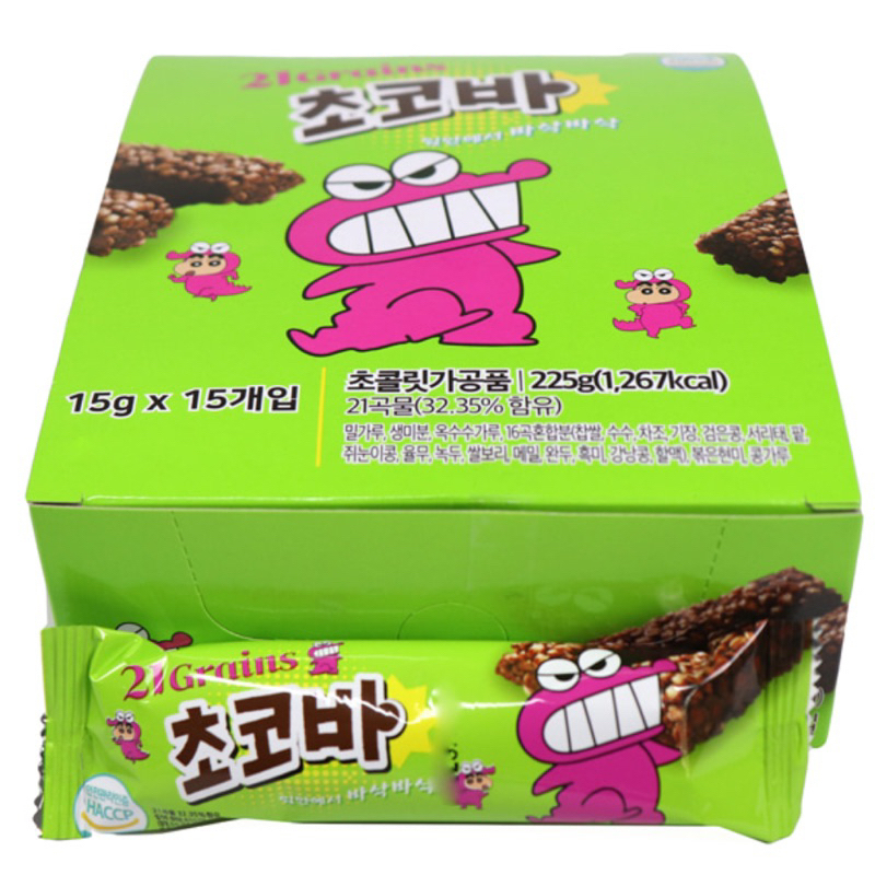 現貨)蠟筆小新 巧克力米果棒 15g*15入 巧克力棒 巧克力 穀物棒 零食 韓國 零食推薦 韓國代購
