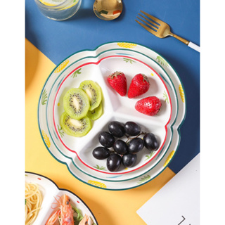 批發北歐分格盤家用創意分隔盤子陶瓷分菜三格分餐盤盤兒童早餐盤