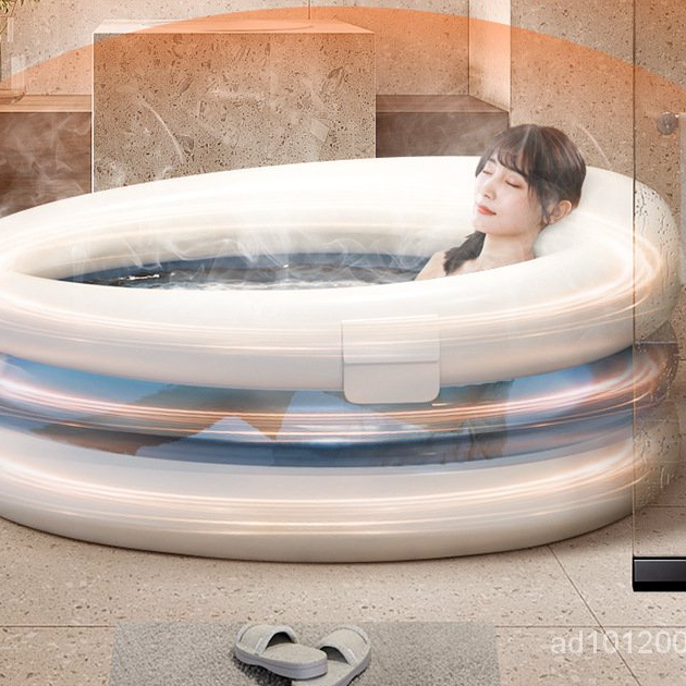 新品【現貨】折疊浴缸充氣水療懷抱浴缸泡澡桶便攜式成人免安裝浴桶寶寶洗澡桶 PQKO