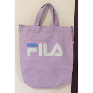 ✨正品FILA 高質感 帆布包 購物袋 大學生書袋 手提 肩背包 斜背包