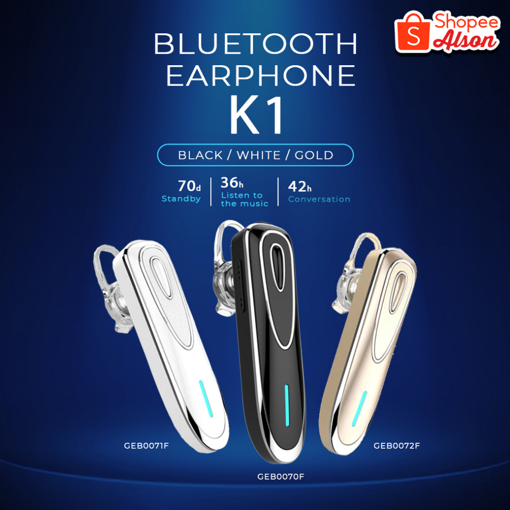 【ALSON】K1 HEADSET 藍芽耳機 快充超長待機 耳掛式 BLUETOOTH EARPHONE