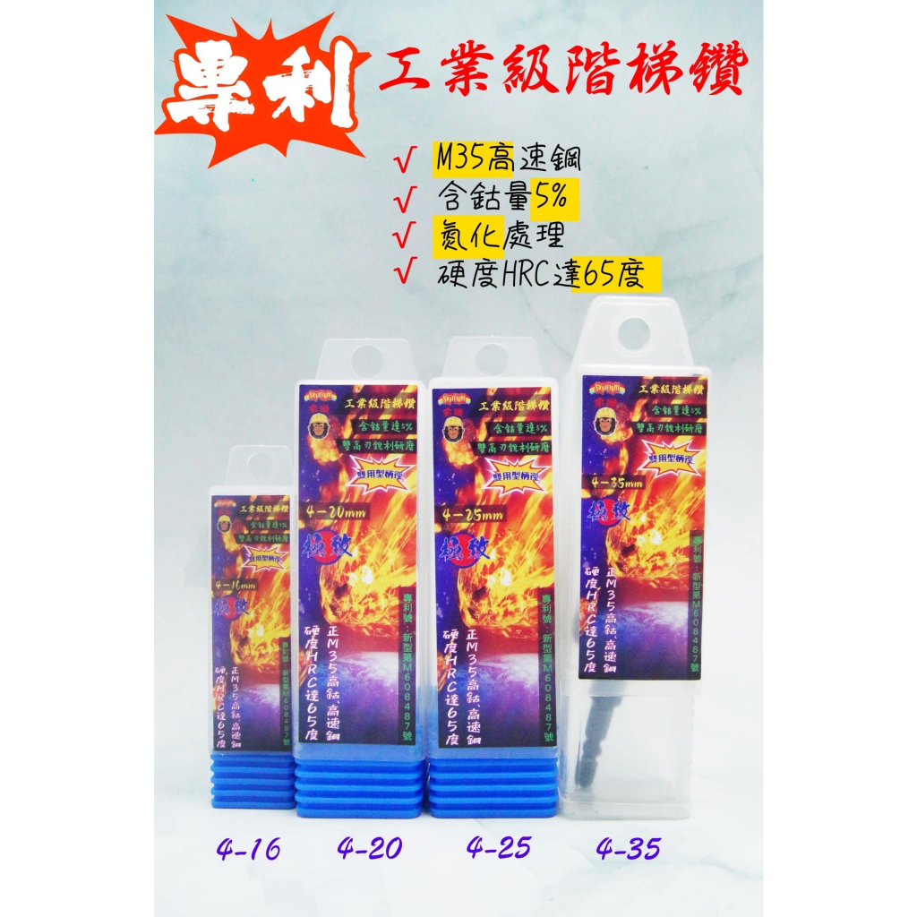 【精品工具房】承璇 工業級5%黑鈷階梯鑽 HSS CO 金屬擴孔器 寶塔鑽頭 白鐵鑽 專利二階柄階梯鑽[M35]