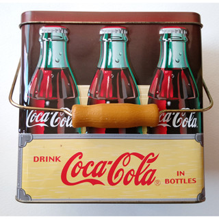 早期收藏 絕版 COCA-COLA收藏品 可口可樂 手提鐵盒 置物桶